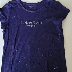 Calvin Klein sparkly blue t shirt (L)